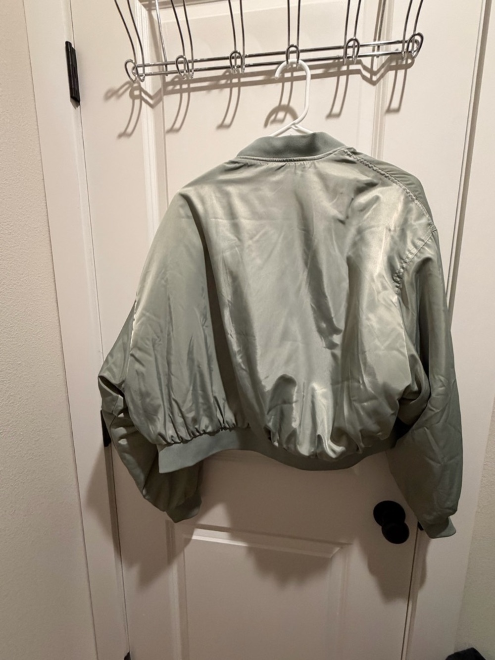Ci Sono Sage Green Cropped Bomber Jacket - Picture 3 of 6